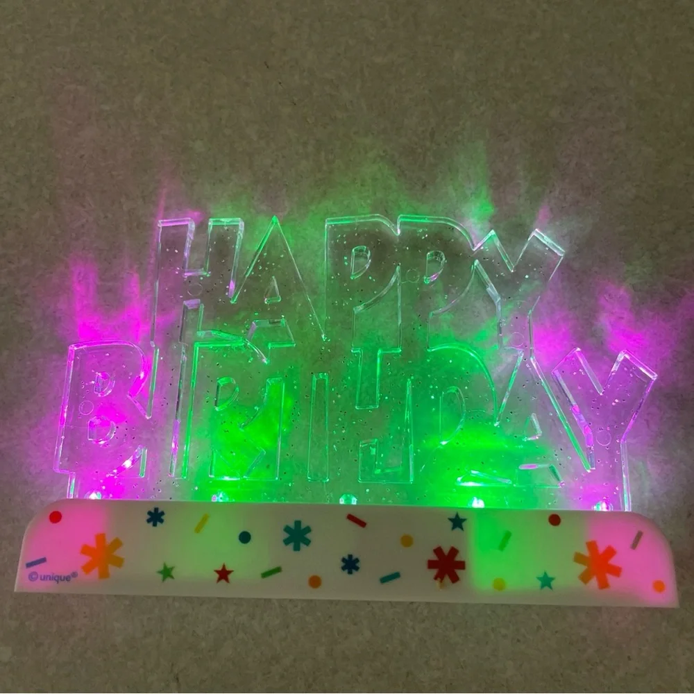 2! Birthday MultiColor Light Up 3mode Flashy Cake Toppers Reusable